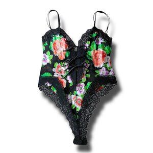 Vintage Victoria's Secret Gold Label Floral Lace Teddy Bodysuit Size S